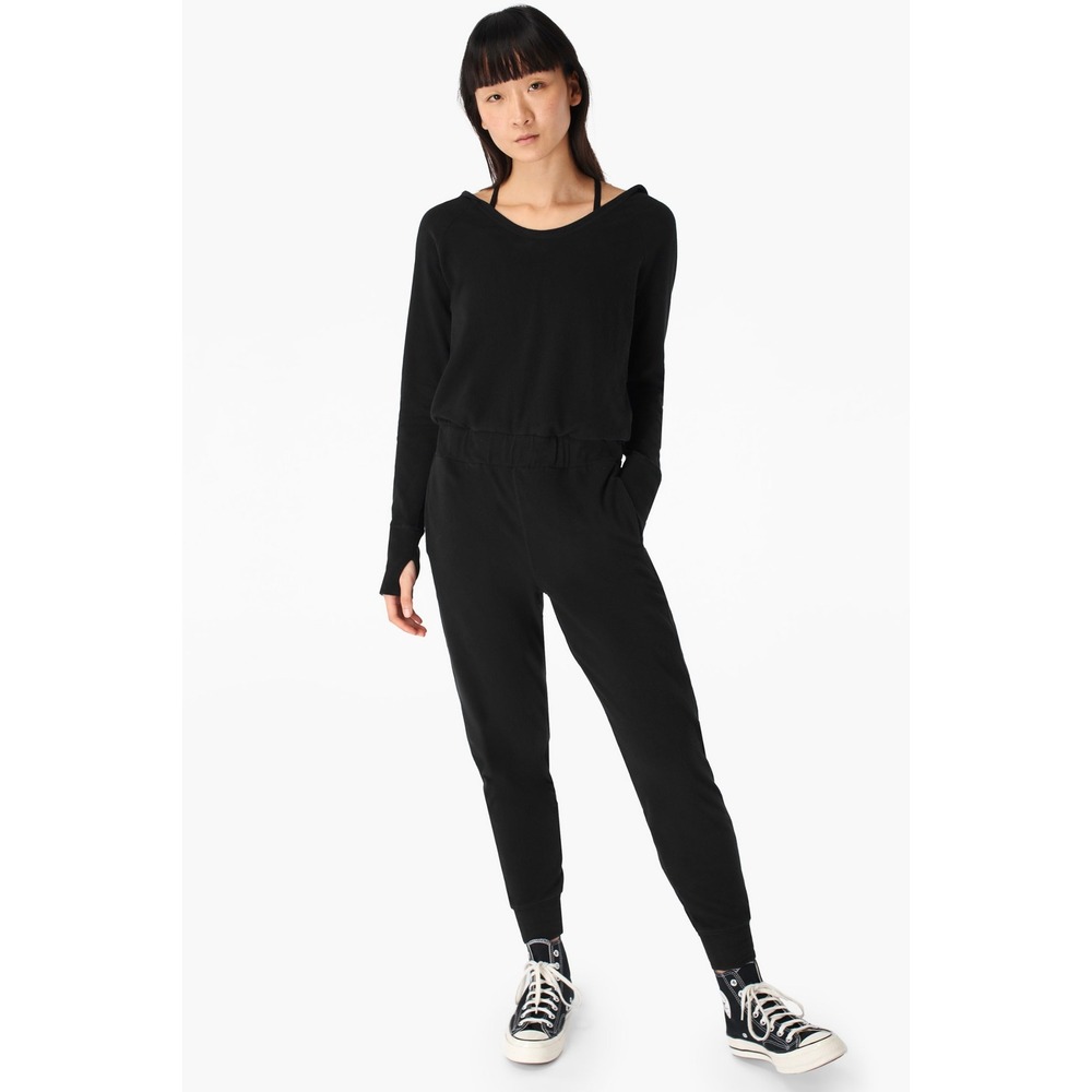 Sweaty Betty Jumpsuit Women Medium Black Hooded Long Sleeve Thumbhole Italy